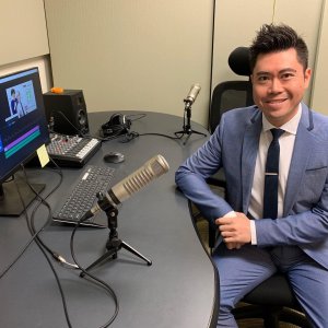 Cosmetic Dentist conducting interview on radio in Los Angeles