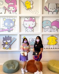 Mother and Daughter visiting Hello Kitty and Sanrio Friends at Dental Office