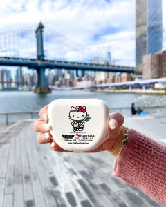 Hello Kitty dental case from Parklane Dental in front of the Manhattan Bridge in New York City